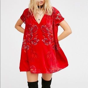 FREE PEOPLE RED VELVET DRESS
